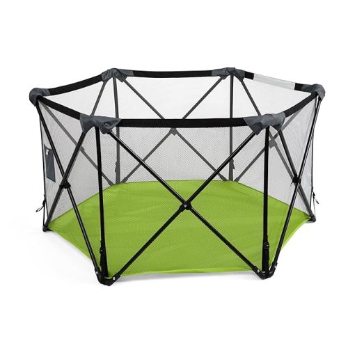Bright Starts Pop ‘N Play Indoor/Outdoor Playard, Portable Playpen for Babies and Toddlers, Unisex, Easy Compact Fold