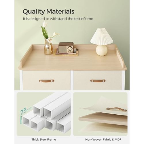 SONGMICS Dresser for Bedroom with 6 Drawers, Chest of Drawers, with Water-Resistant Changing Table, Storage Organizer Cabinet, for Kids Room Nursery Living Room Hallway, Beige UGKR101K01