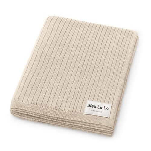 Bleu La La 100% Luxury Organic Cotton Ribbed Baby Swaddle Blanket for Newborn and Infant Boys and Girls - Oatmeal