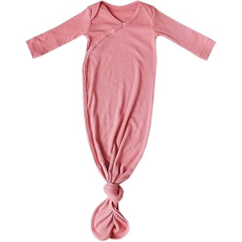 Copper Pearl Baby Gown - Knotted Newborn Sleepers for Baby Boy and Girl, Soft Stretchy Long Sleeve Infant Gowns with Bottom Tie and Hand Mittens, Perfect Hospital Coming Home Outfit (Rosewood)