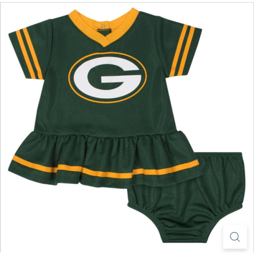 Baby Girls Green Bay Packers Cheerleader Dress and Diaper Cover Set – (size 18mo)