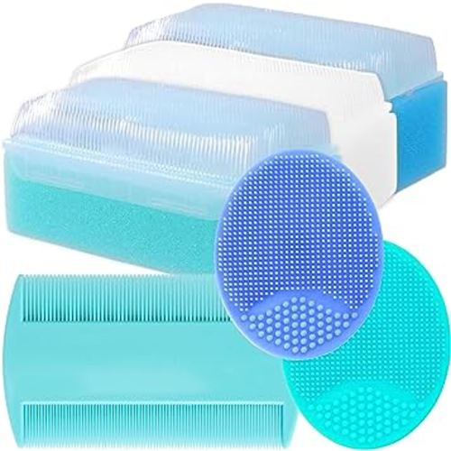Baby Cradle Cap Treatment Kit | Baby Cradle Cap Brush for Babies - Baby Bath Essentials | Cradle Cap Comb & Baby Bath Sponge (Set of 6)