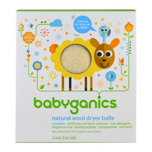 BabyGanics, Natural Wool Dryer Balls, 3 Wool Dryer Balls