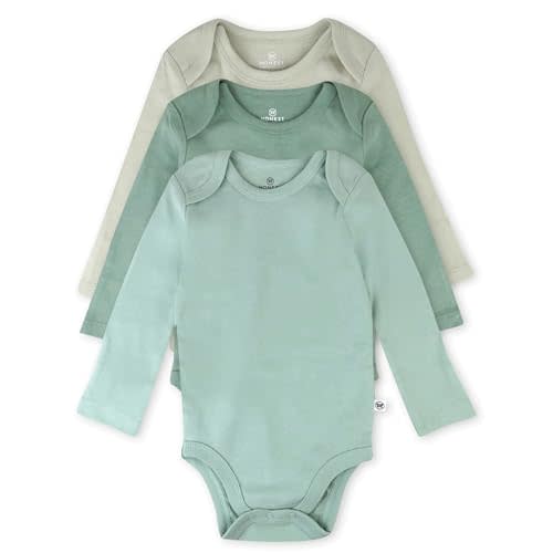 HonestBaby Baby 3-Pack Long Sleeve Bodysuits One-piece Organic Cotton for Infants