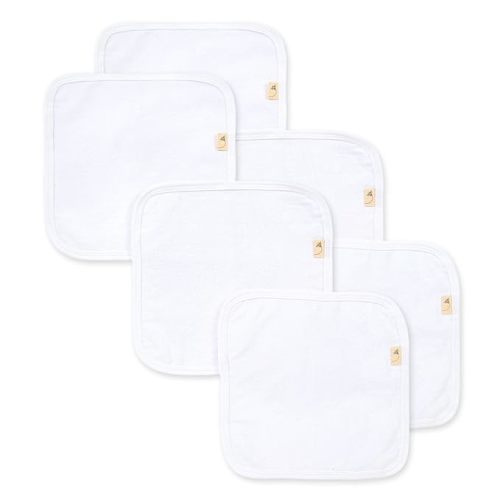 Burt's Bees Baby Washcloths, Absorbent Knit Terry, Super Soft 100% Organic Cotton - Cloud White - 6-Pack - Solid