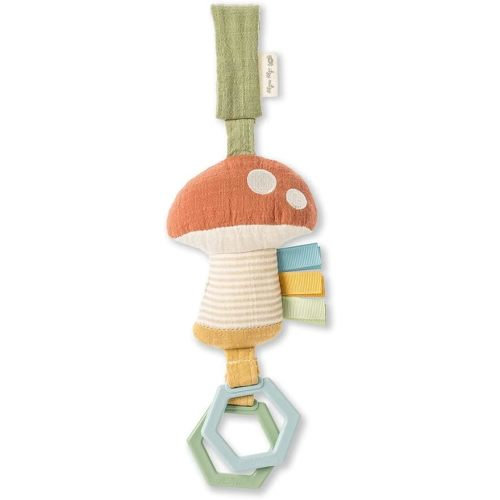 Itzy Ritzy Bitzy Bespoke Jingle Travel Toy for Stroller, Car Seat or Activity Gym; Features Jingle Sound, Hexagon Rings and Adjustable Attachment Loop, Mushroom