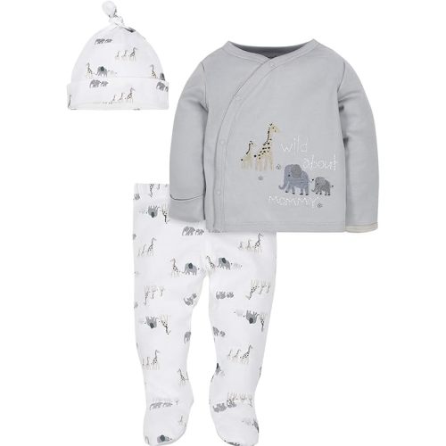 Gerber Organic Cotton, Size 0-3 Months, Take-Me-Home Set, 3-Piece (Baby Boys)