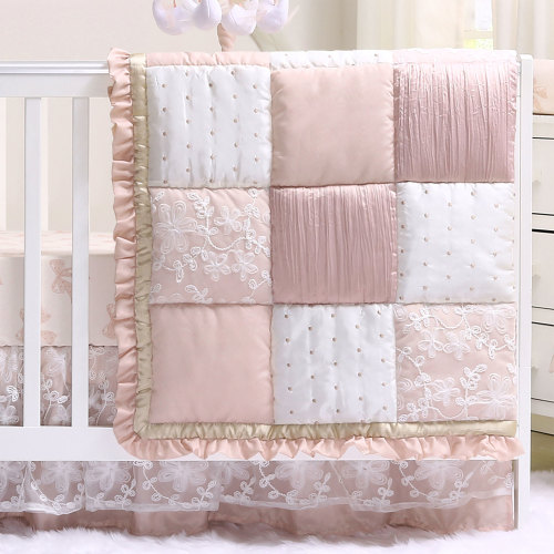The Peanutshell Patchwork 4 Piece Nursery Bedding Sets, with Quilt, Fitted Crib sheet, Dust Ruffle