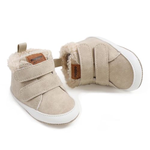 HsdsBebe Baby Ankle Boots Infant Boys Girls Fleece Booties Anti-Slip Rubber Sole Sneakers Toddler Newborn Walking Crib Shoes