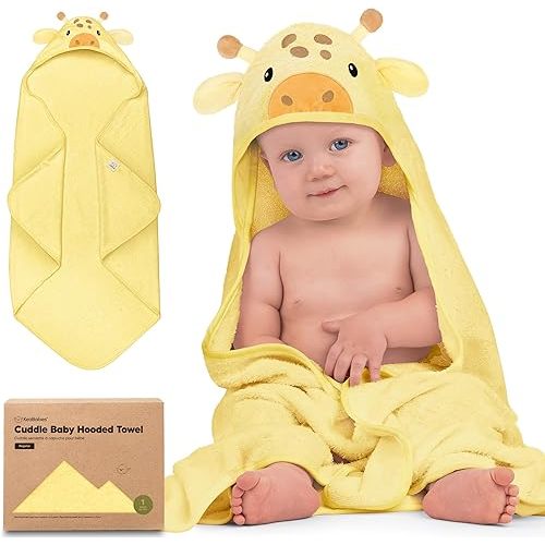 KeaBabies Baby Hooded Towel - Viscose Derived from Bamboo Baby Towel, Toddler Bath Towel, Infant Towels, Large Hooded Towel, Soft Baby Towels with Hood for Girls, Babies, Newborn Boys (Giraffe)
