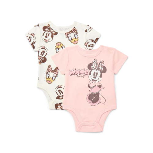 Disney Minnie Mouse Baby Boys or Girls Graphic One-Piece Bodysuits, 2-Pack, Sizes 0/3M-24M