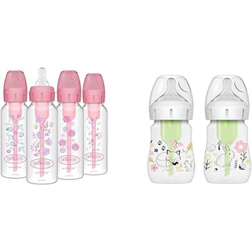 Dr. Brown's Anti-Colic Options+ Narrow 8oz 4-Pack and Wide-Neck 5oz 2-Pack Baby Bottles