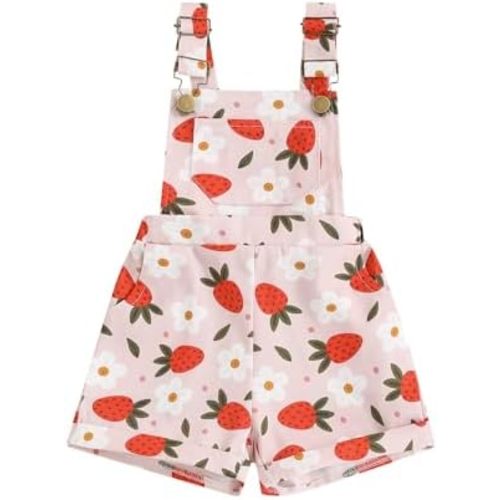 Toddler Baby Girl Sunflower Print Overalls Shorts with Pocket Suspender Trousers Cute Summer Clothing Outfit