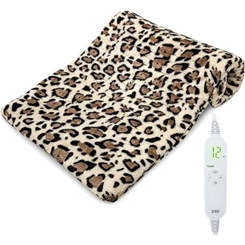 ZXU Heating Pad for Back Pain and Period Cramps Relief, Ultra Soft Microplush Heating Pad, 12 Heat Levels,Moist Heat ，1-24Hour Auto Off, Stay on Function Hot Heated Pad (Leopard Print) 12” x 24”