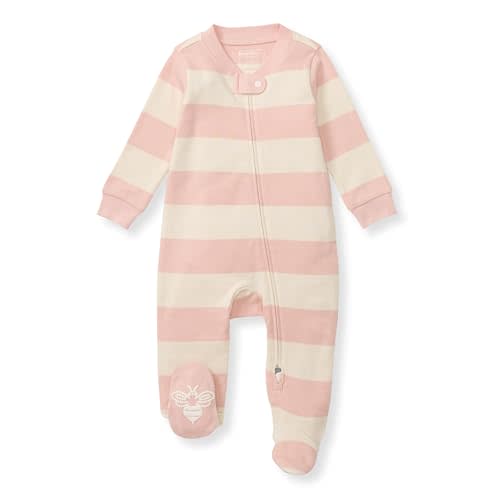 Burt's Bees Baby Baby Girls' 100% Organic Cotton Zip Front One-Piece Sleep & Play Loose Fit Pajamas