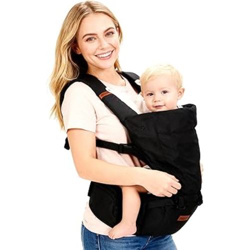 Baby Carrier, 6-in-1 Baby Carrier Newborn to Toddler, Babys Carriers with Hip Seat Lumbar Support 7-45 lbs, Baby Soft Carrier for All Seasons & Positions