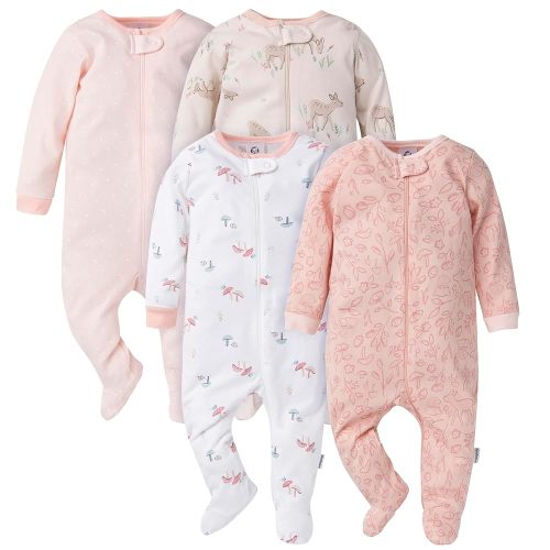 Gerber Baby Girls' 4 Pack Sleep 'N Play Footie