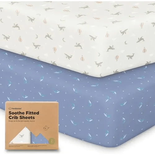 KeaBabies 2-Pack Organic Crib Sheets for Boys, Girls - 52x28 Fitted Crib Mattress Sheet Neutral, Breathable Jersey Cotton Cover for Baby Bed, Toddler Mattress, Soft & Cute Prints (Marine Muse)