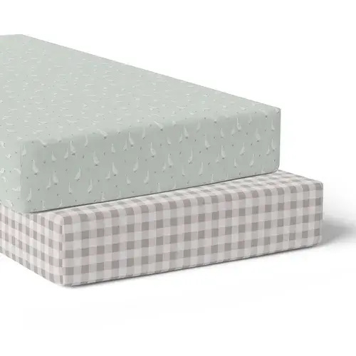 Bubba Blue 2 Pack Fitted Sheet Cot Provincial Olive/Taupe | Baby Bunting AU