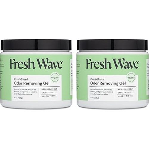 Fresh Wave Odor Removing Gel, 15 oz., Pack of 2 - Odor Absorbers for Home, Safer Odor Relief, Natural Plant-Based Odor Eliminator, Every 15 oz. lasts 30-60 Days, For Cooking, Trash & Pets