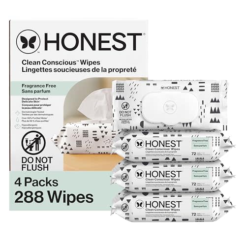 The Honest Company Hypoallergenic Multi-Use Baby Wipes for Sensitive Skin Baby Pattern Play 288 Count