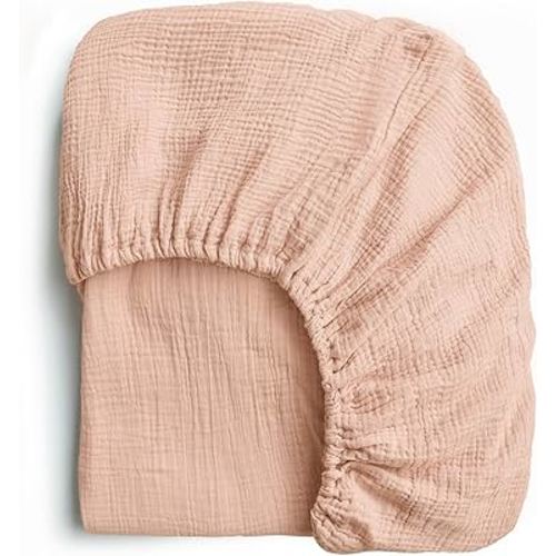 Konssy Muslin Fitted Crib Sheets 100% Cotton Baby Crib Sheets for Standard Crib Mattress (28 X 52 Inches), Soft and Breathable for Boy Girl(Peach)