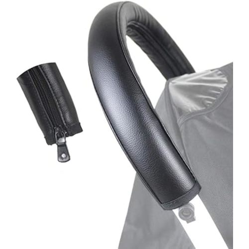 SeedFuture Stroller Handle Cover Black for Babyzen Yoyo, PU Leather Pram Handle Protector Stroller Accessories for Babyzen Yoyo Yoya, Pushchair Armrest Handle Protector Cover
