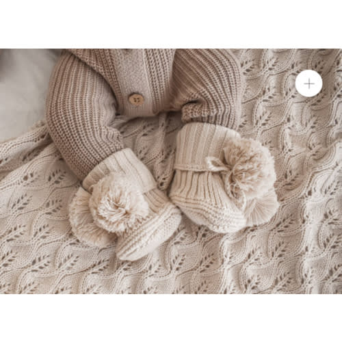 Little B's Pom Booties - Honey Milk