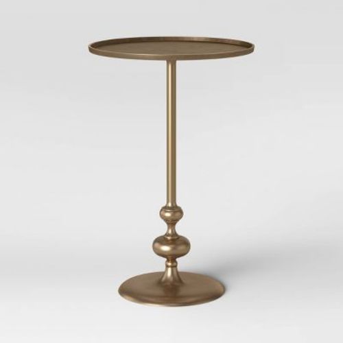 Londonberry Large Turned Accent Table Brass (KD) - Threshold™: Aluminum, No Assembly, Rimmed Top