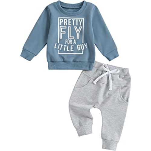 Toddler Baby Boy Clothes Cute Letter Print Long Sleeve Sweatshirt Tops and Stretch Pants Newborn Fall Winter Outfit
