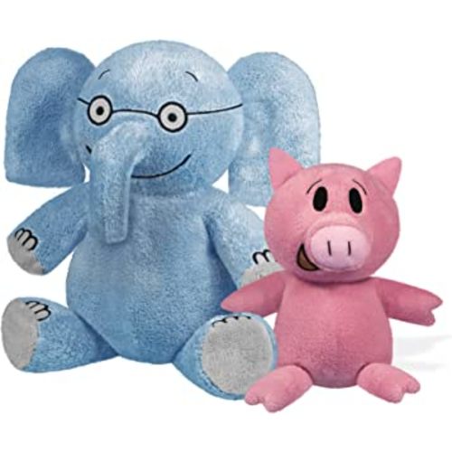 YOTTOY Mo Willems Collection | Pair of Elephant & Piggie Soft Stuffed Animal Plush Toys – 7” & 5” Sitting