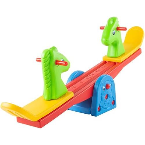 Hey! Play! Seesaw – Teeter Totter Backyard or Playroom Equipment with Easy-Grip Handles for Toddlers and Children – Indoor or Outdoor Rocker Toy