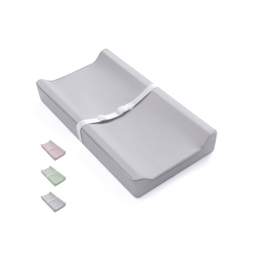 Blissful Diary Vegan Leather Baby Changing Pad with Waterproof & Wipe-Clean PU Cover, Standard Size Cozy Diaper Changing Pad for Dresser and Table, Light Gray