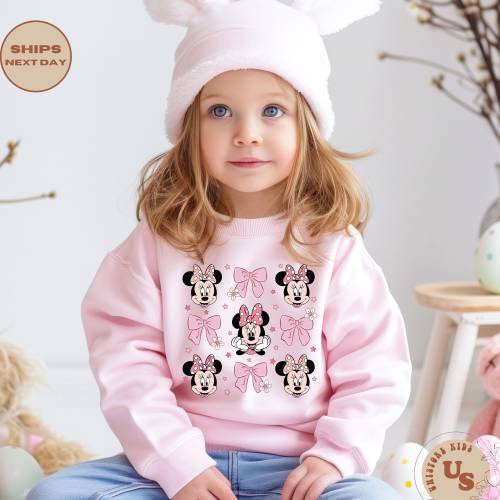 Minnie Coquette Pink Bow Toddler Sweatshirt, Minnie Mouse Kids Shirt, Disney Minnie Toddler Shirt, Pink Bow Toddler Shirt, Bow Shirt