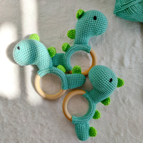 Baby dinosaur rattle, baby rattle with teething ring, new born baby toy with sound, dinosaur baby toy, baby shower gift