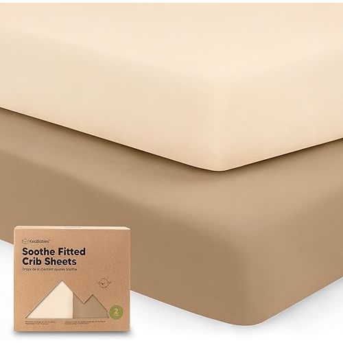 KeaBabies 2-Pack Organic Crib Sheets for Boys, Girls, Jersey Fitted Crib Sheet, Baby Crib Sheets Neutral, Cotton Breathable Crib Sheet, Cute Printed Crib Mattress Sheet, Baby Mattress Sheets (Pecan)