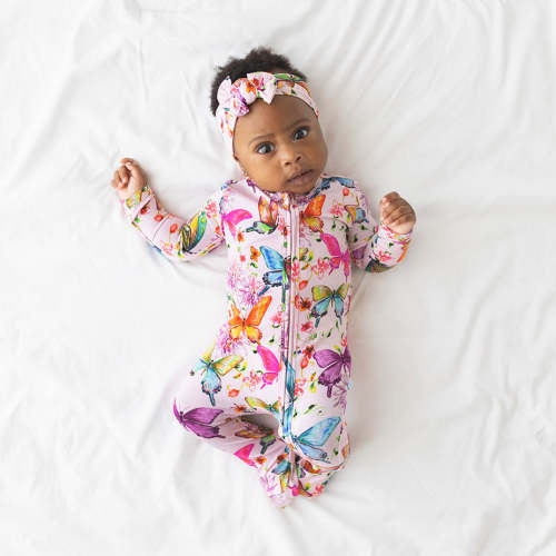 Butterflies Pink Baby Convertible Sleeper | Watercolor Butterfly