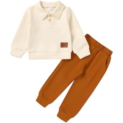 YOUNGER TREE Toddler Baby Boy Clothes Outfits Fall Winter Pullover Long Sleeve Solid Sweatshirt and Pants Sweatsuit Set 1-5T