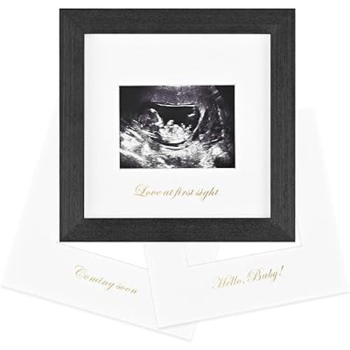 KINLINK Baby Sonogram Picture Frame, Love at First Sight Ultrasound Picture Frame, Pregnancy Gifts for Expecting Mom&Dad, Gender Reveal Party, Baby Keepsake Announcement （Black Wood）