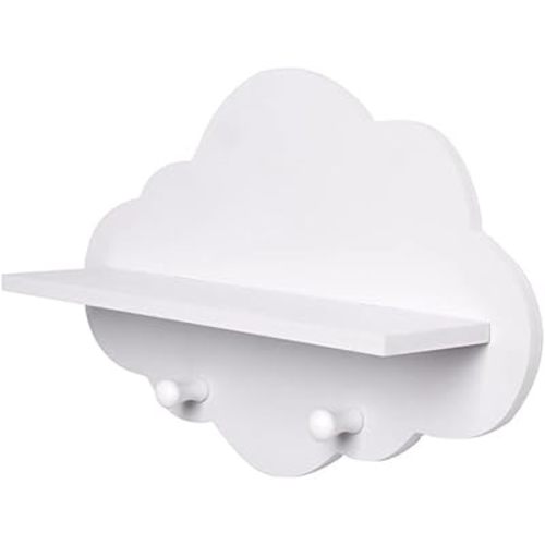 Cloud Shelves Cloud Shape Wood Floating Shelf White Floating Shelves Wall Mount Display Board Coat Hanger Storage Rack Nursery Accessories.
