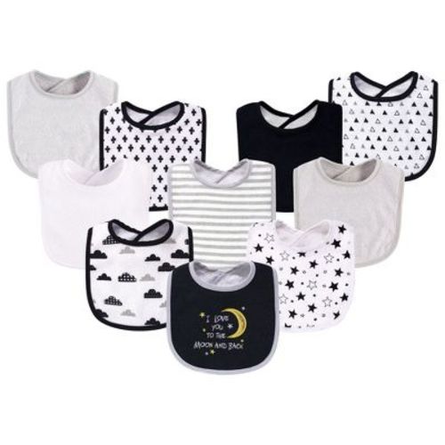 Hudson Baby Infant Cotton And Polyester Bibs 10pk, Moon And Back, One Size