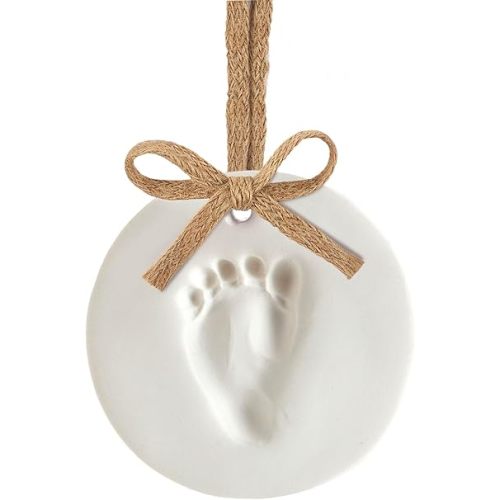 Kate & Milo Babyprints Keepsake, Baby's First Christmas Ornament, Newborn Handprint or Footprint Clay Kit, Easy No-Bake DIY Impression, Gender-Neutral Christmas Baby Gift, Burlap