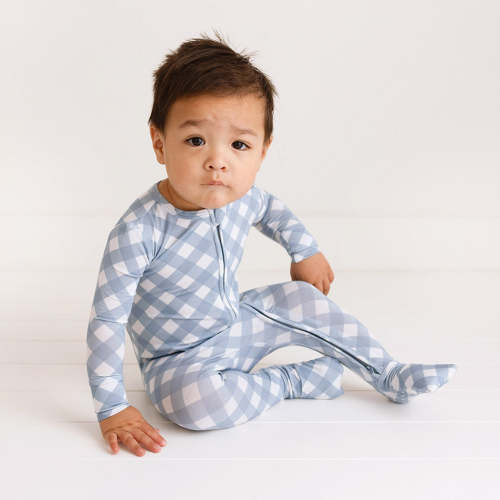 Dusty Blue Gingham Convertible One Piece