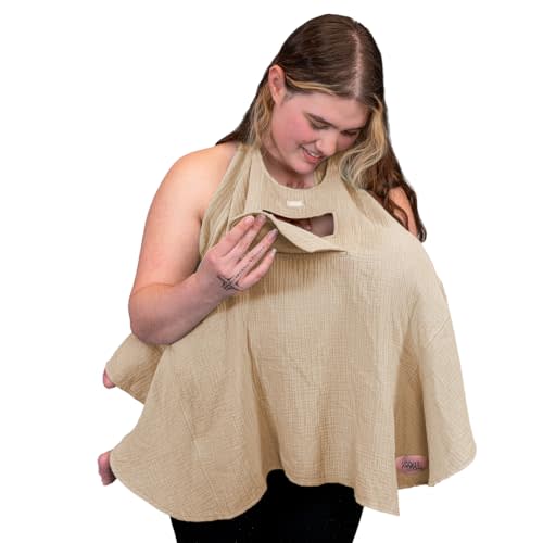 Lookee Looky Muslin Nursing Cover for Baby Breastfeeding –Peekaboo Window -100% Breathable Cotton Privacy Nursing Shawl - Multiuse Apron for Moms