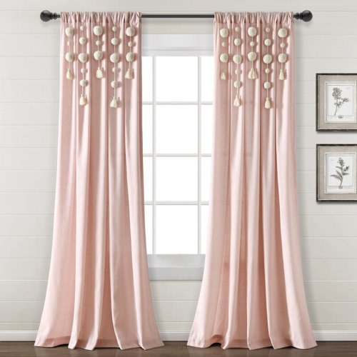 Tassel Window Curtain Panel - Single Panel - Blush Color - 84" length