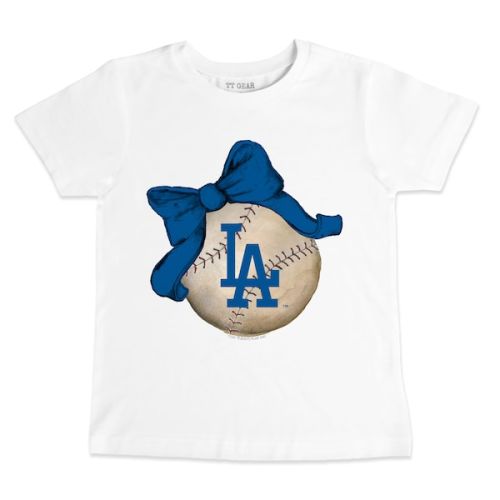 Los Angeles Dodgers Tiny Turnip Infant Baseball Bow T-Shirt - White