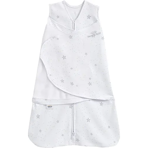 HALO 100% Cotton Sleepsack Swaddle, 3-Way Adjustable Wearable Blanket, TOG 1.5, Stardust, Small, 3-6 Months