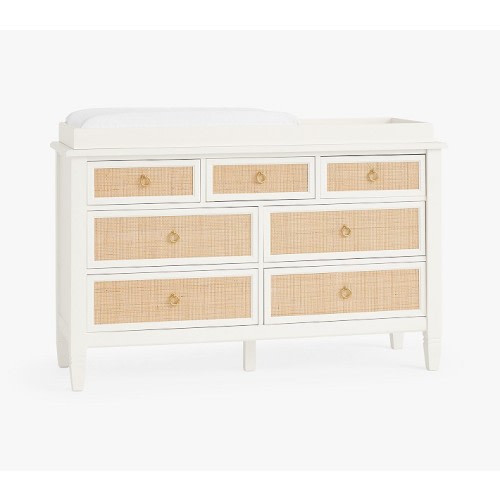 Ava Regency Caned 7-Drawer Dresser & Topper (56w x 19d")