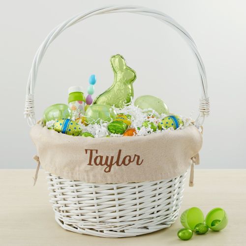 Personalized Natural Easter White Basket with Liner, Easter Baskets, Easter Gifts, Easter Gifts for Kids, Personalized Easter Basket
