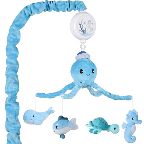 CLYMENE Ocean Musical Baby Crib Mobile - Whale/Turtle/Seahorse Mobile for Crib with 12 Lullabies for Baby Boys and Girls | Nautical Nursery Decor